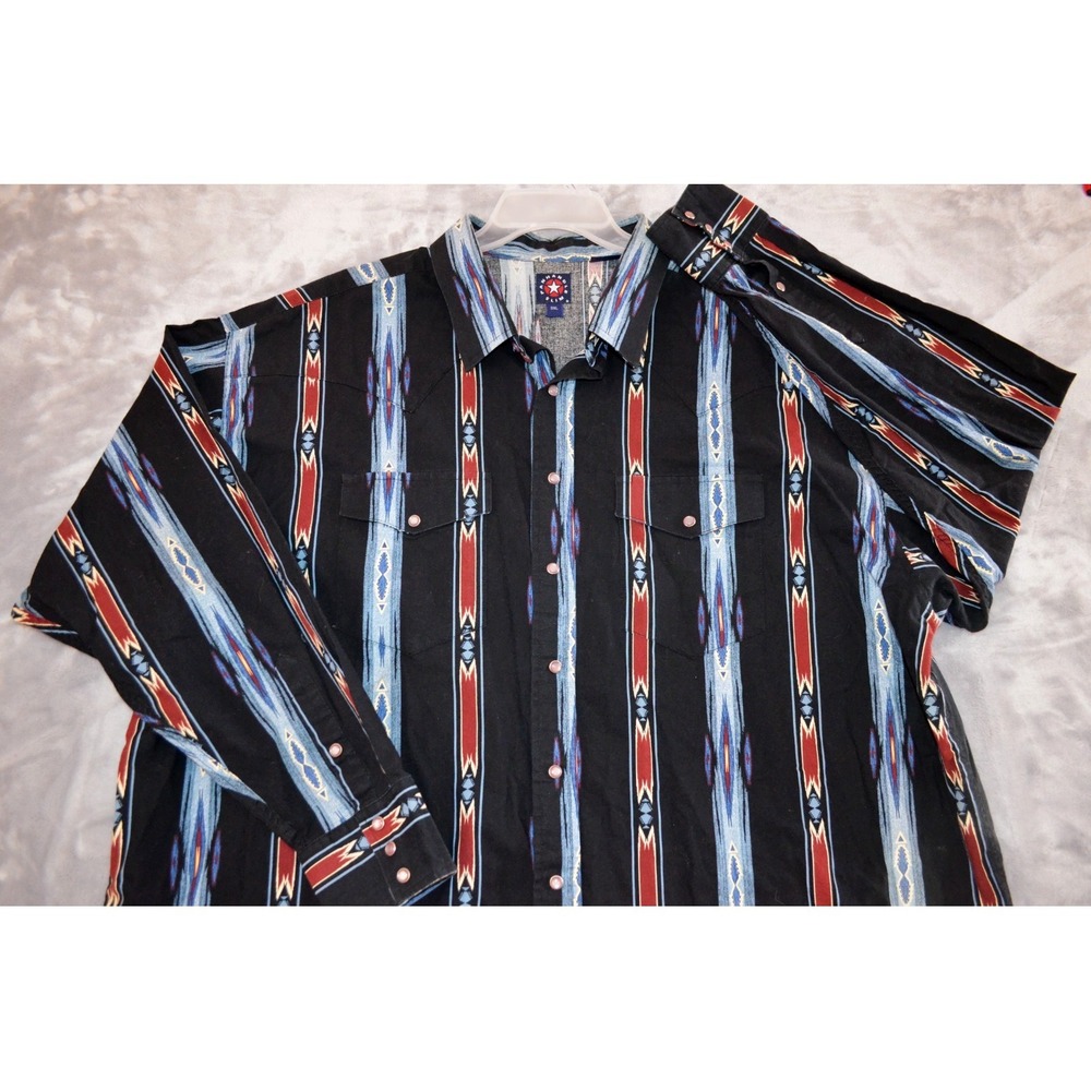 Panhandle Slim Western Shirt Mens 3XL Aztec Striped Snap Front Long Sleeve - Picture 2 of 16